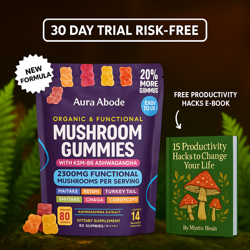 Aura Abode™ Mushroom Ashwagandha Gummies