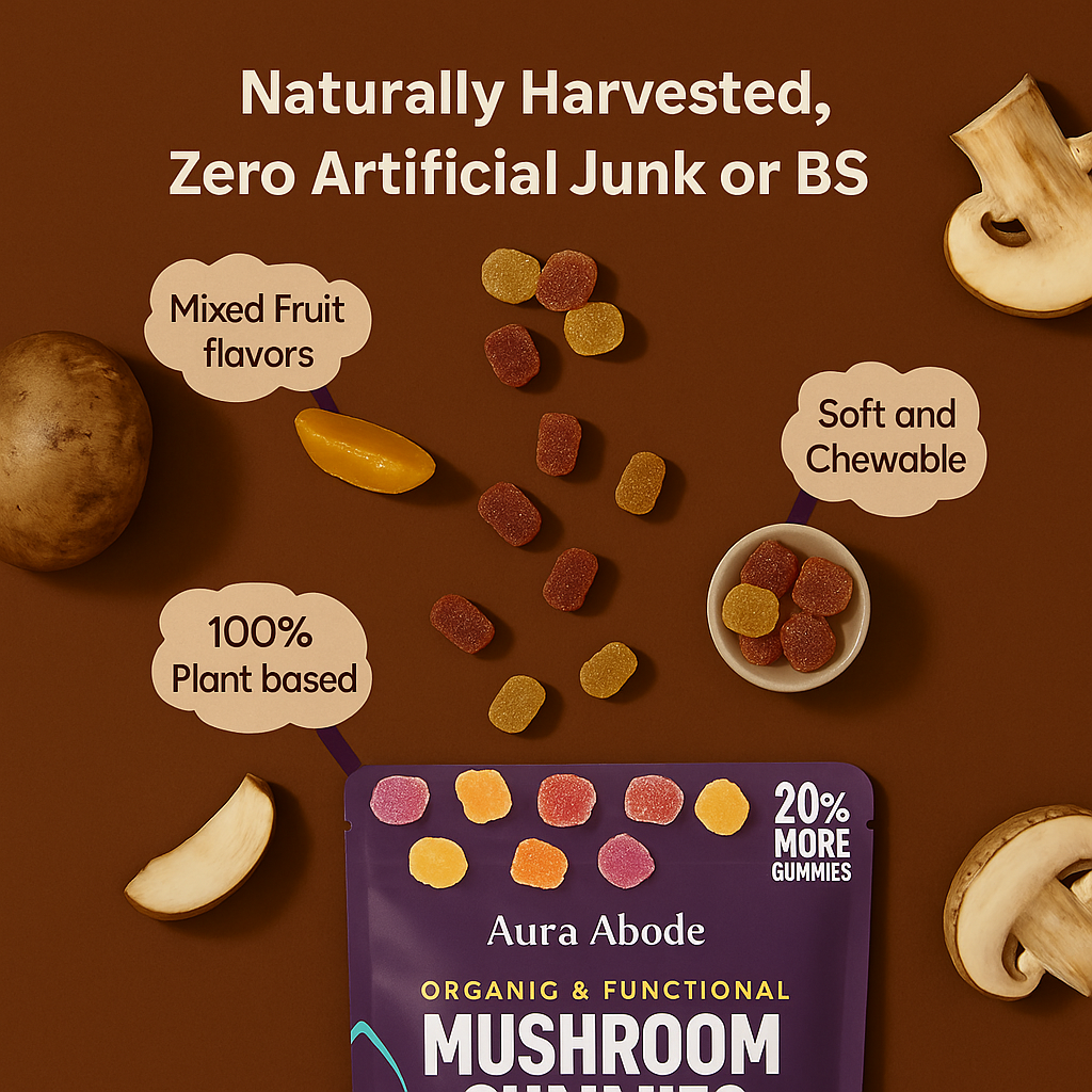 Aura Abode™ Mushroom Ashwagandha Gummies