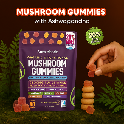 Aura Abode™ Mushroom Ashwagandha Gummies
